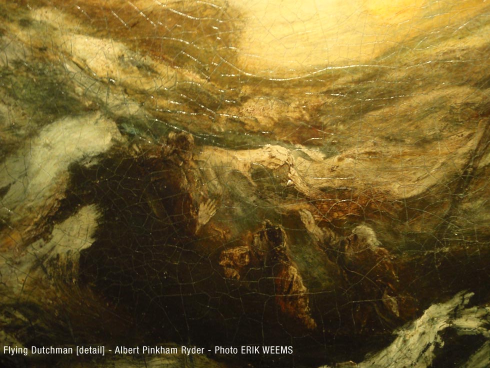 Detail of shocked men - Flying Dutchman - Albert Pinkham Ryder